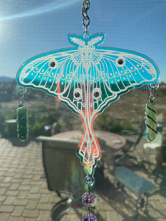 Luna Moth Moon SunCatcher/Iridescent Acrylic