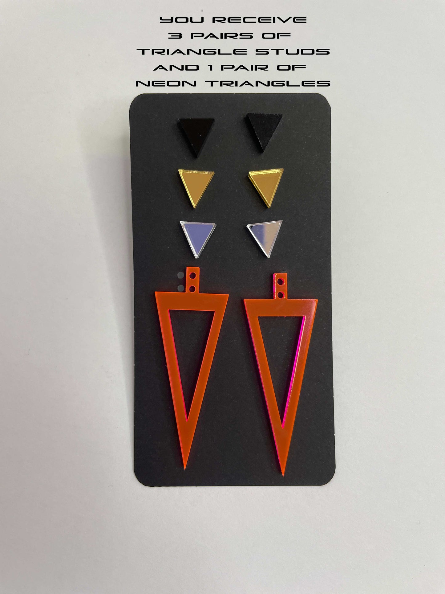 80's Triangle Interchangeable Earrings/Fluorescent Neon Acrylic/Blacklight/Vaporwave/EDC/Rave/Cyberpunk