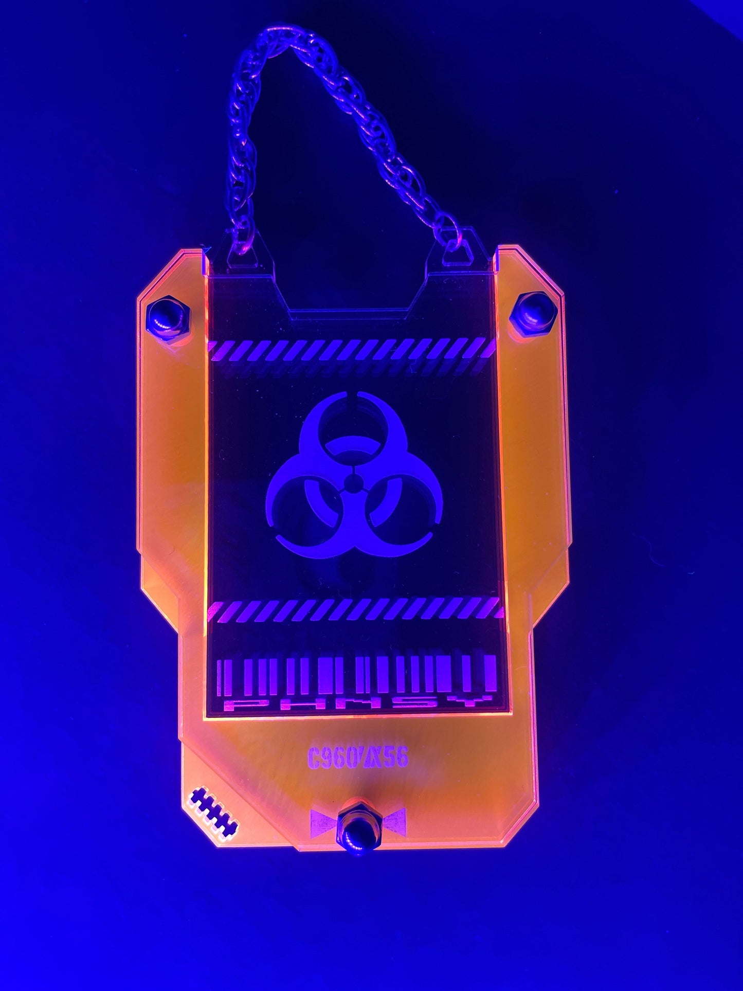 Personalized Cyberpunk Keycard ID holder/Fluorescent Neon Acrylic/Glows in Black Light