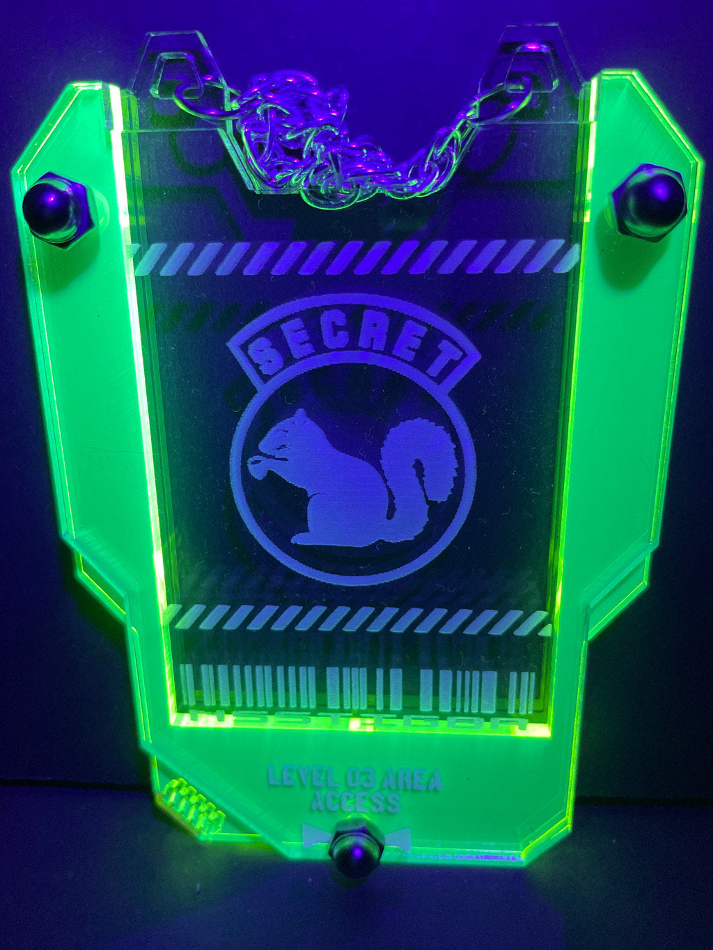 Personalized Cyberpunk Keycard ID holder/Fluorescent Neon Acrylic/Glows in Black Light