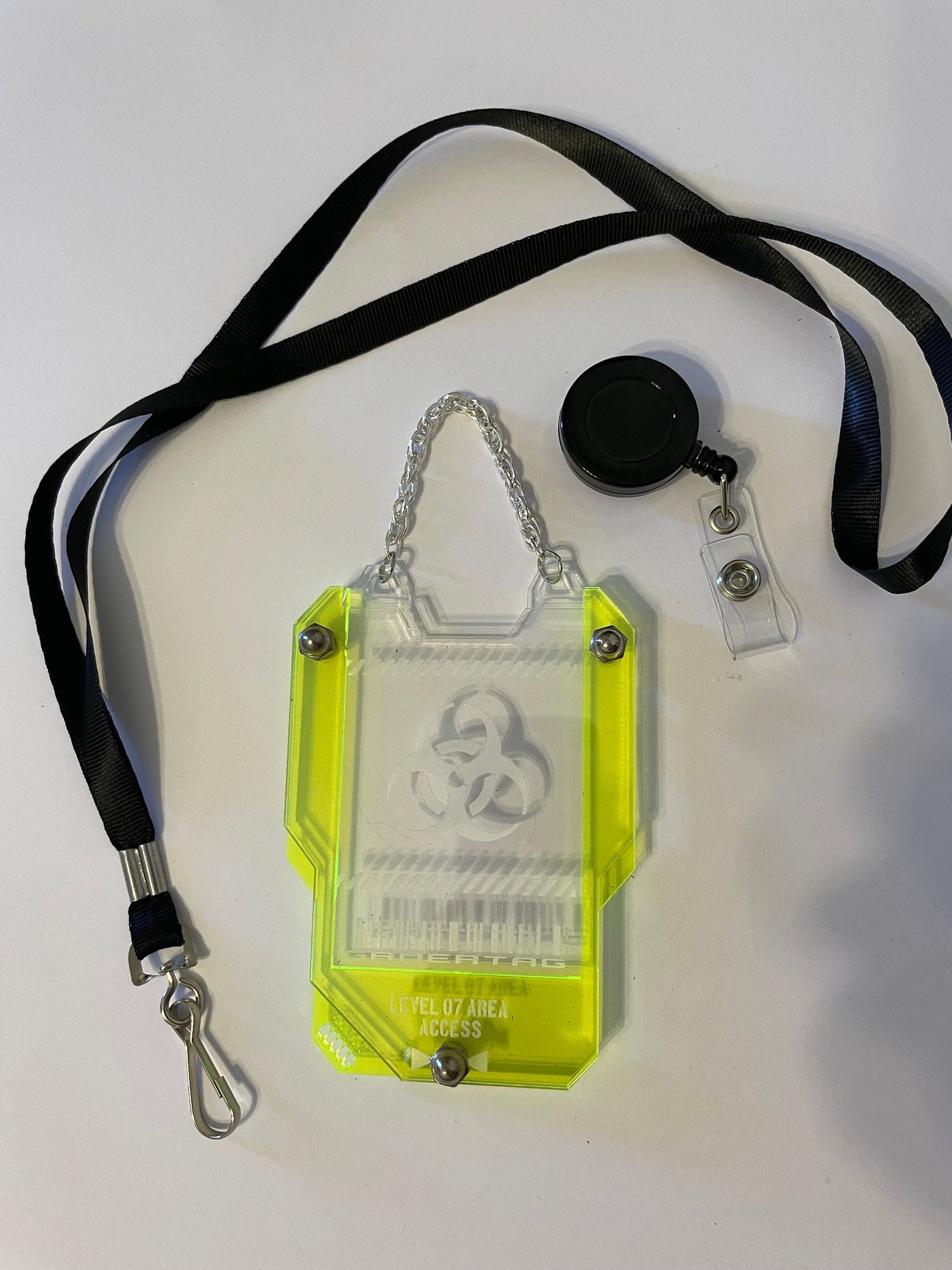 Personalized Cyberpunk Keycard ID holder/Fluorescent Neon Acrylic/Glows in Black Light