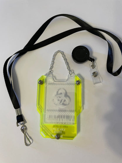 Personalized Cyberpunk Keycard ID holder/Fluorescent Neon Acrylic/Glows in Black Light