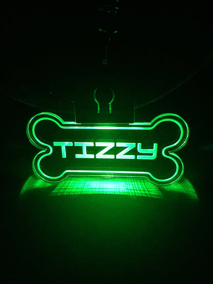 Personalized LED Dog Tag/LED Changes up to 7 Colors/ Rechargeable USB Cord Included!