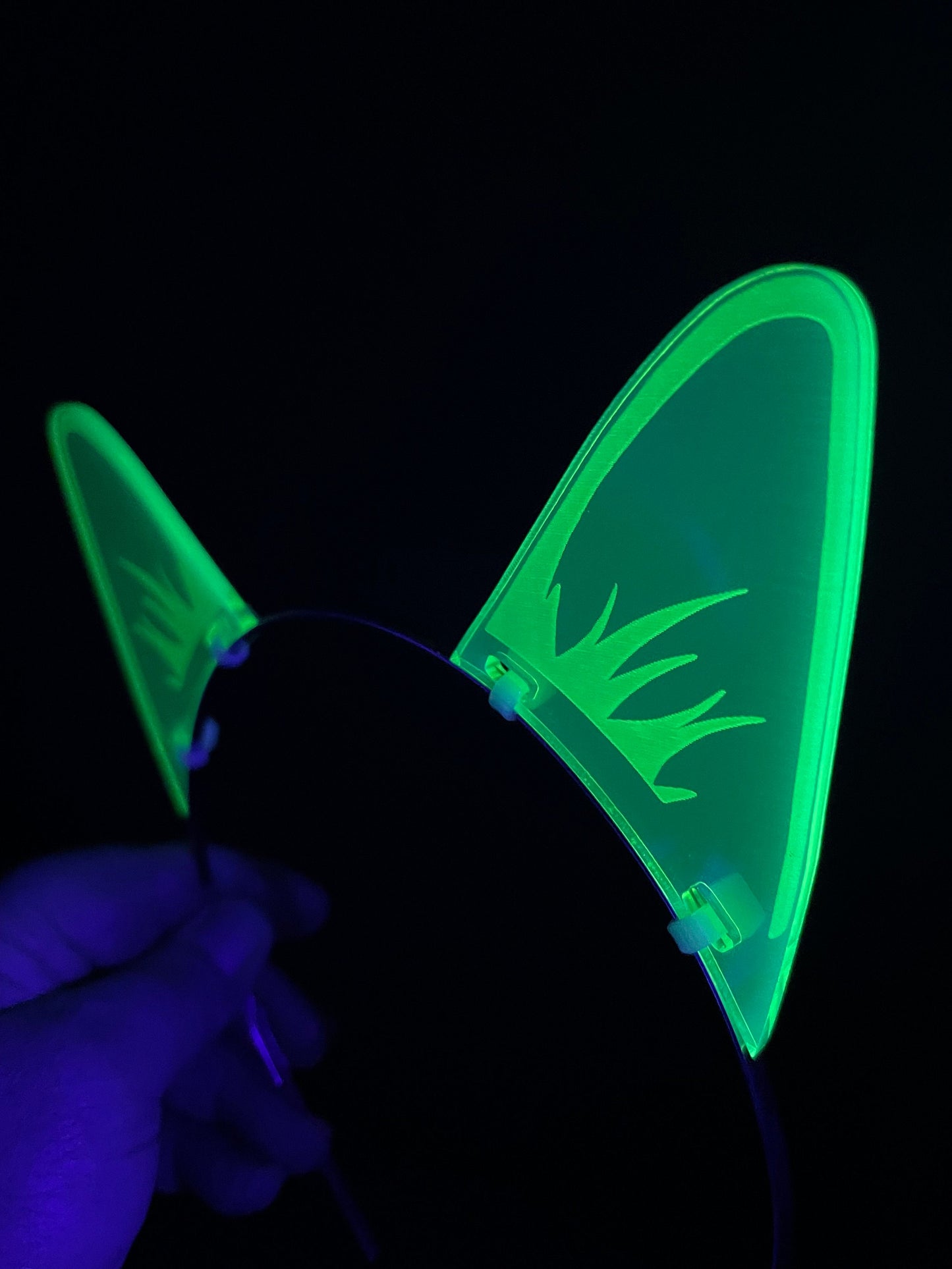 Cyberpunk/Rave Cat Ears/Fluorescent Neon Acrylic/Glows in Blacklight!!