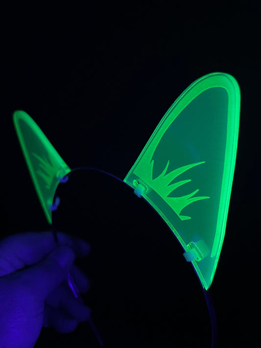 Cyberpunk/Rave Cat Ears/Fluorescent Neon Acrylic/Glows in Blacklight!!