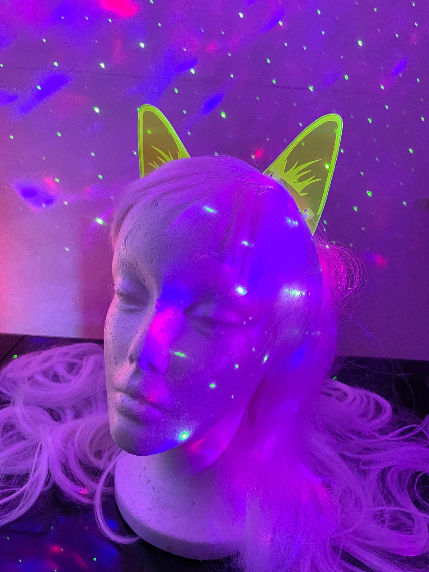 Cyberpunk/Rave Cat Ears/Fluorescent Neon Acrylic/Glows in Blacklight!!