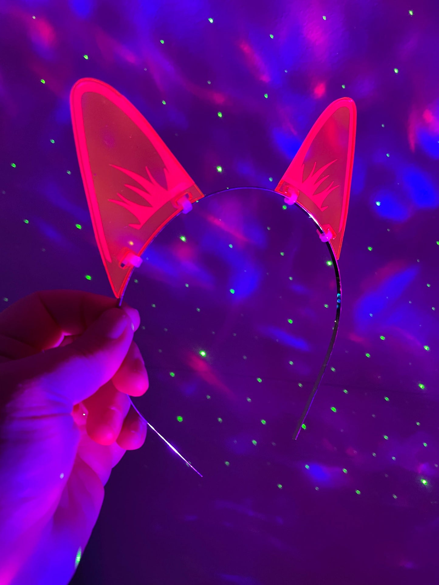 Cyberpunk/Rave Cat Ears/Fluorescent Neon Acrylic/Glows in Blacklight!!