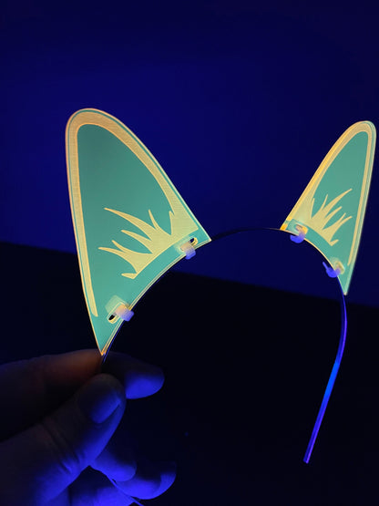 Cyberpunk/Rave Cat Ears/Fluorescent Neon Acrylic/Glows in Blacklight!!