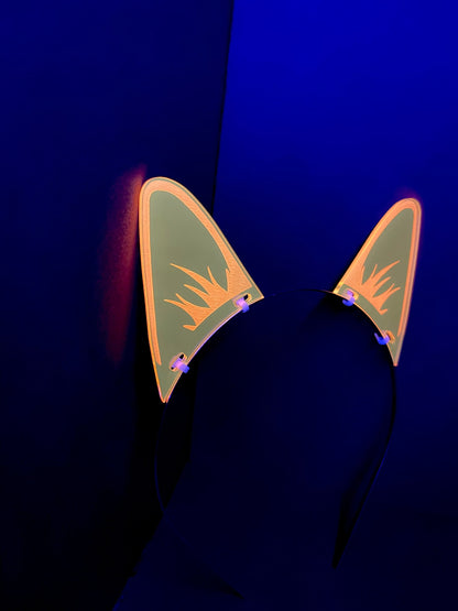 Cyberpunk/Rave Cat Ears/Fluorescent Neon Acrylic/Glows in Blacklight!!