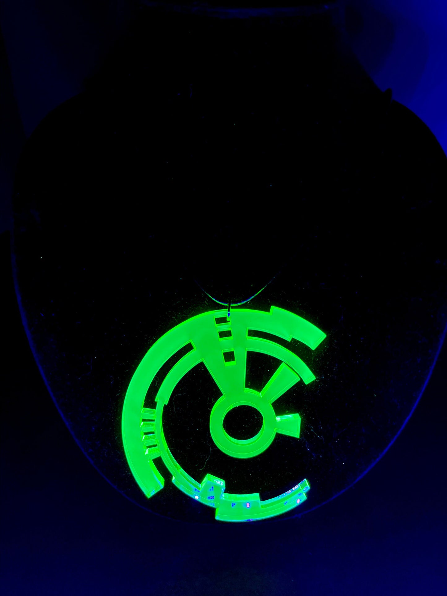 Cyberpunk Disc Necklace and Earrings/Fluorescent Neon Acrylic/Blacklight/EDC/Rave/Goth