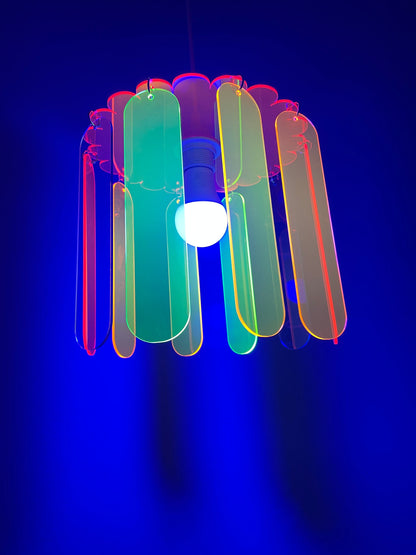 Acrylic Rainbow Chandelier/Pendant Hanging Lamp/Fluorescent Neon Acrylic/Glows in Blacklight!!!