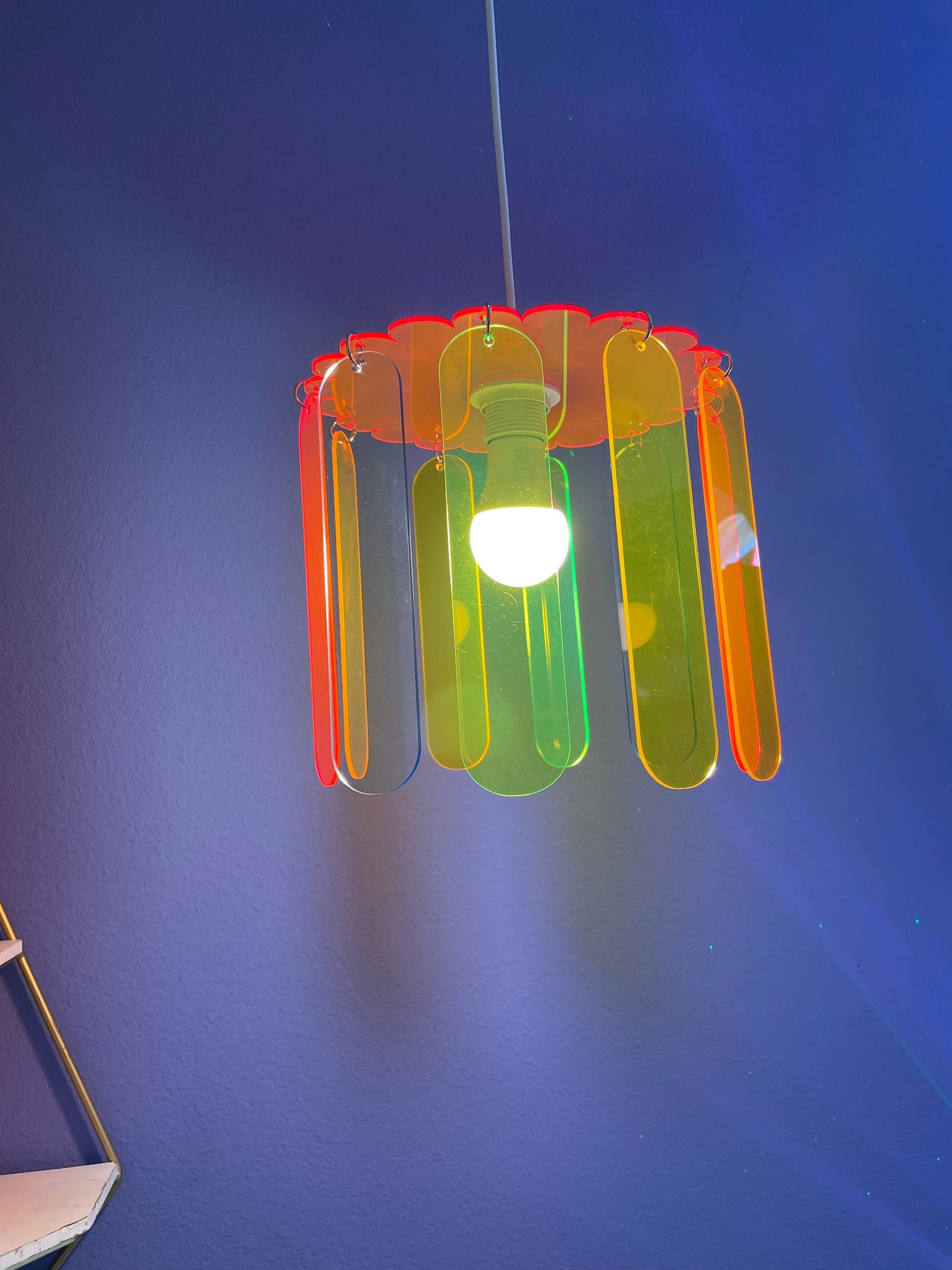 Acrylic Rainbow Chandelier/Pendant Hanging Lamp/Fluorescent Neon Acrylic/Glows in Blacklight!!!