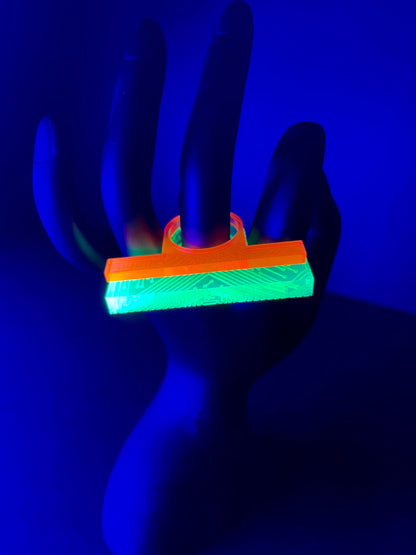 Cyberpunk Circuit Board Acrylic Ring Set/Glows in BLACKLIGHT!/Futuristic/EDC/Raver