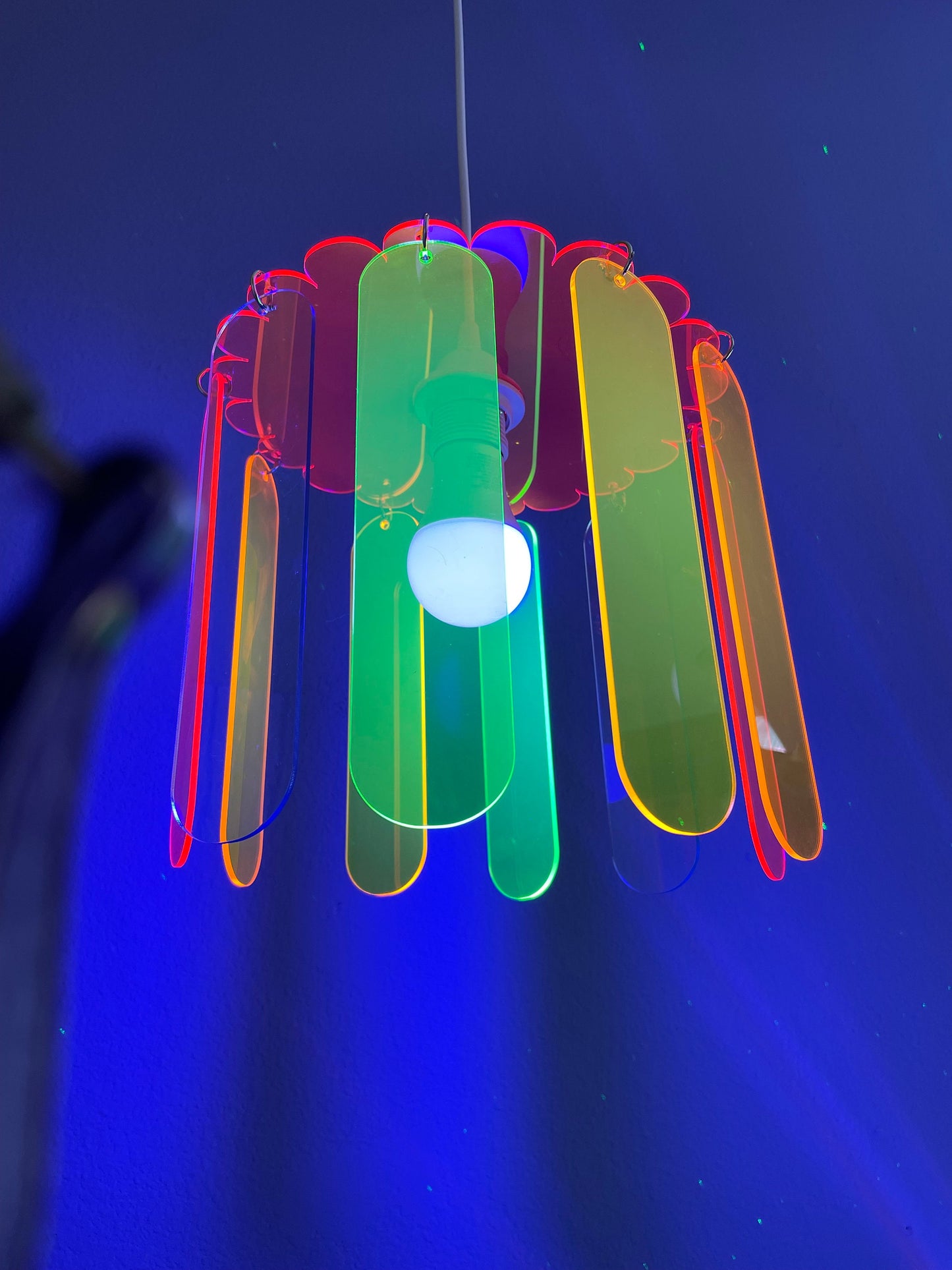 Acrylic Rainbow Chandelier/Pendant Hanging Lamp/Fluorescent Neon Acrylic/Glows in Blacklight!!!