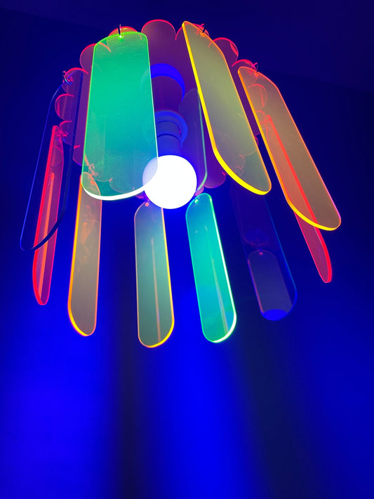 Acrylic Rainbow Chandelier/Pendant Hanging Lamp/Fluorescent Neon Acrylic/Glows in Blacklight!!!